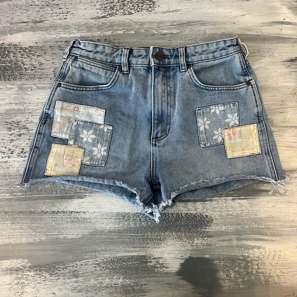 Wrangler Pants - Wrangler Blue Jean Shorts with Distressed Patchwork